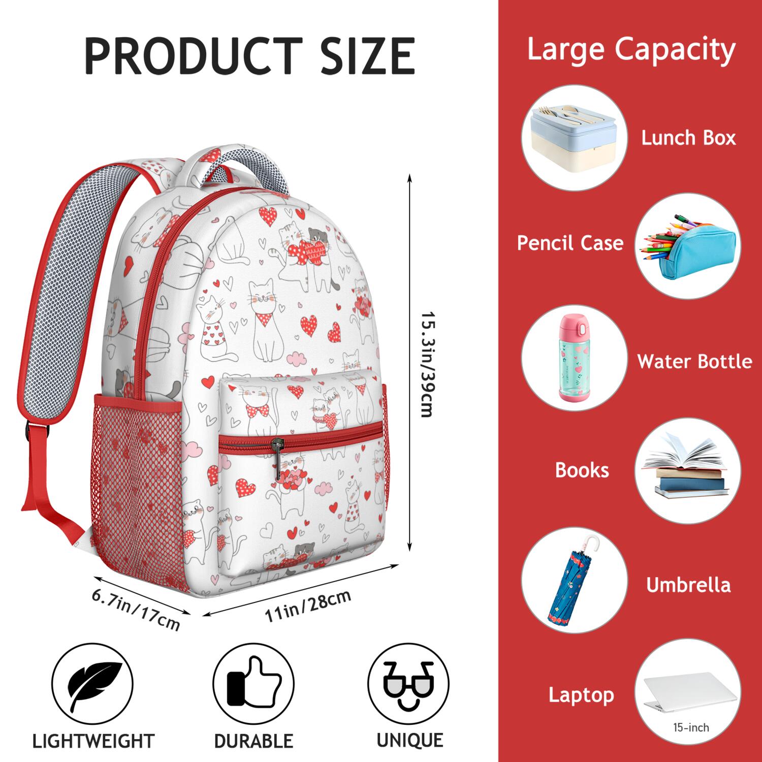 Boho Cat Aesthetic Waterproof Backpack - Modern Design with Spacious Compartments for Teens