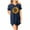 Blue, variant on SDJMa Women's Summer Dress 2022 Casual Sunflower Short Sleeve Dress Knee-Length Women's Loose Pleated Knot Dress