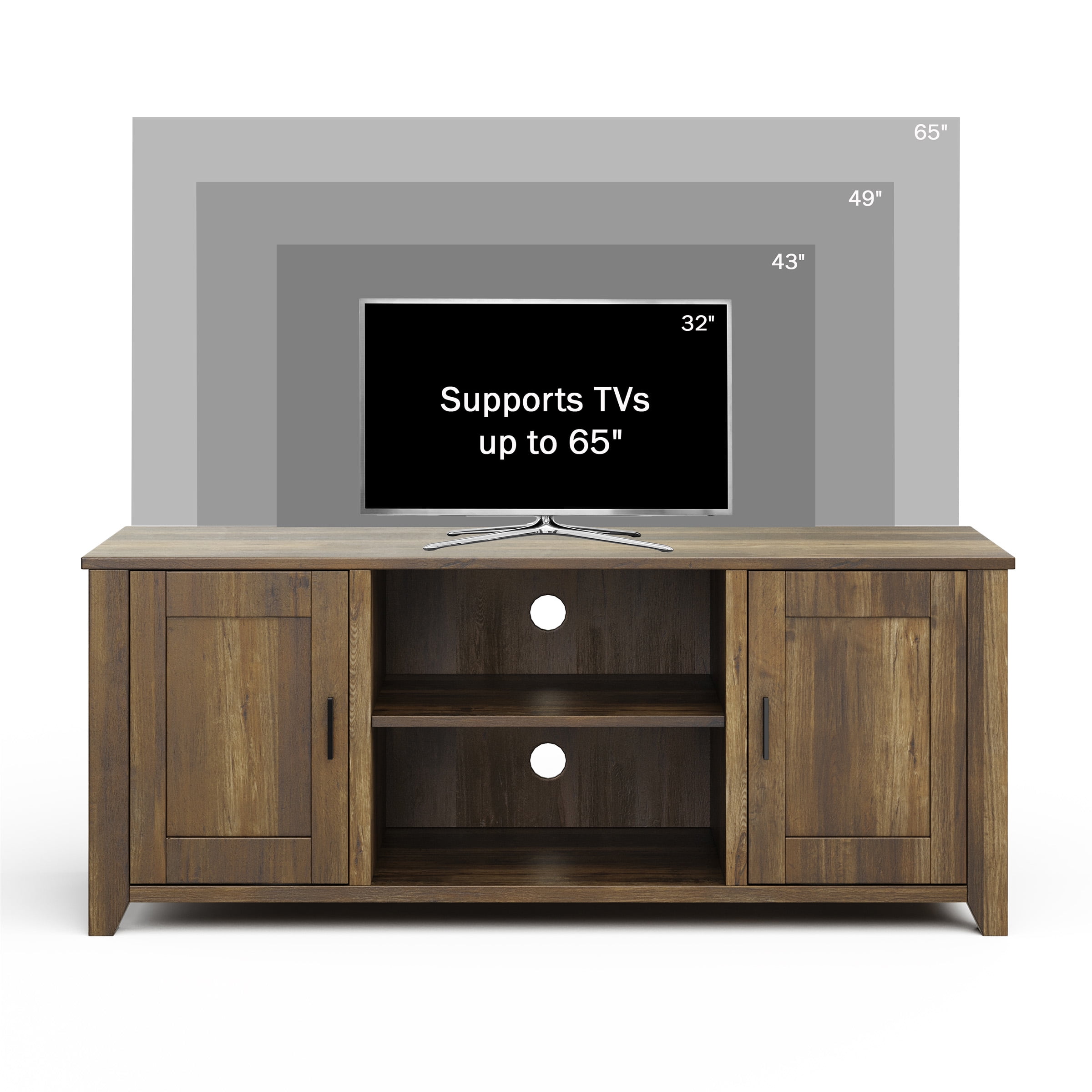 Lavish Home 2-Door Farmhouse Style TV Stand for TVs up to 65″, Brown Barnwood Sansujyuku sansujyuku.com