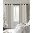 thumbnail image 3 of Khaki Grey Striped Blackout Curtains 84 Inches Length, Simple Minimalist Gradient Ombre Lines Window Treatment Thermal Insulated Drapes for Bedroom Living Room 2 Panels 84x84 Inches, 3 of 8