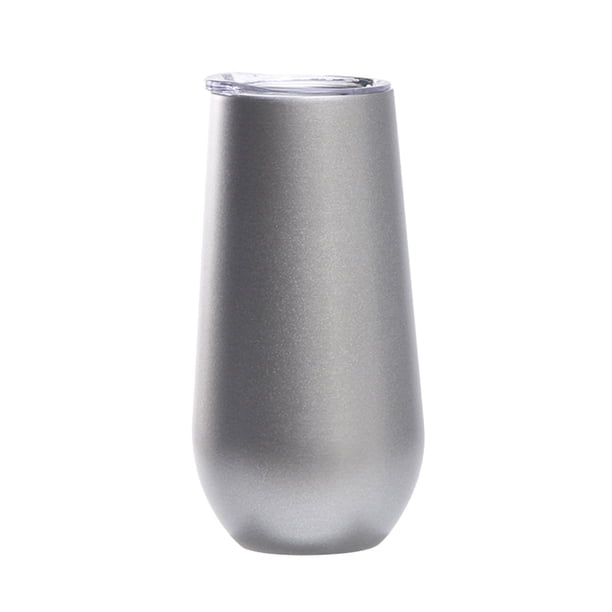 Yuarrent Copas de cóctel, suministros para el hogar, flauta de champán de doble capa, suministros para fiestas de acero inoxidable, vaso de vino, plata Type2 NO2 Yuarrent HA060909-21