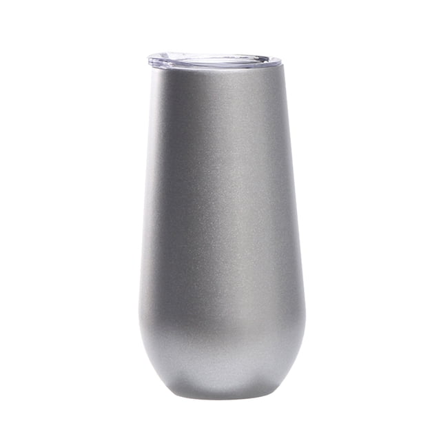 Yuarrent Copas de cóctel, suministros para el hogar, flauta de champán de doble capa, suministros para fiestas de acero inoxidable, vaso de vino, plata Type2 NO2 Yuarrent HA060909-21