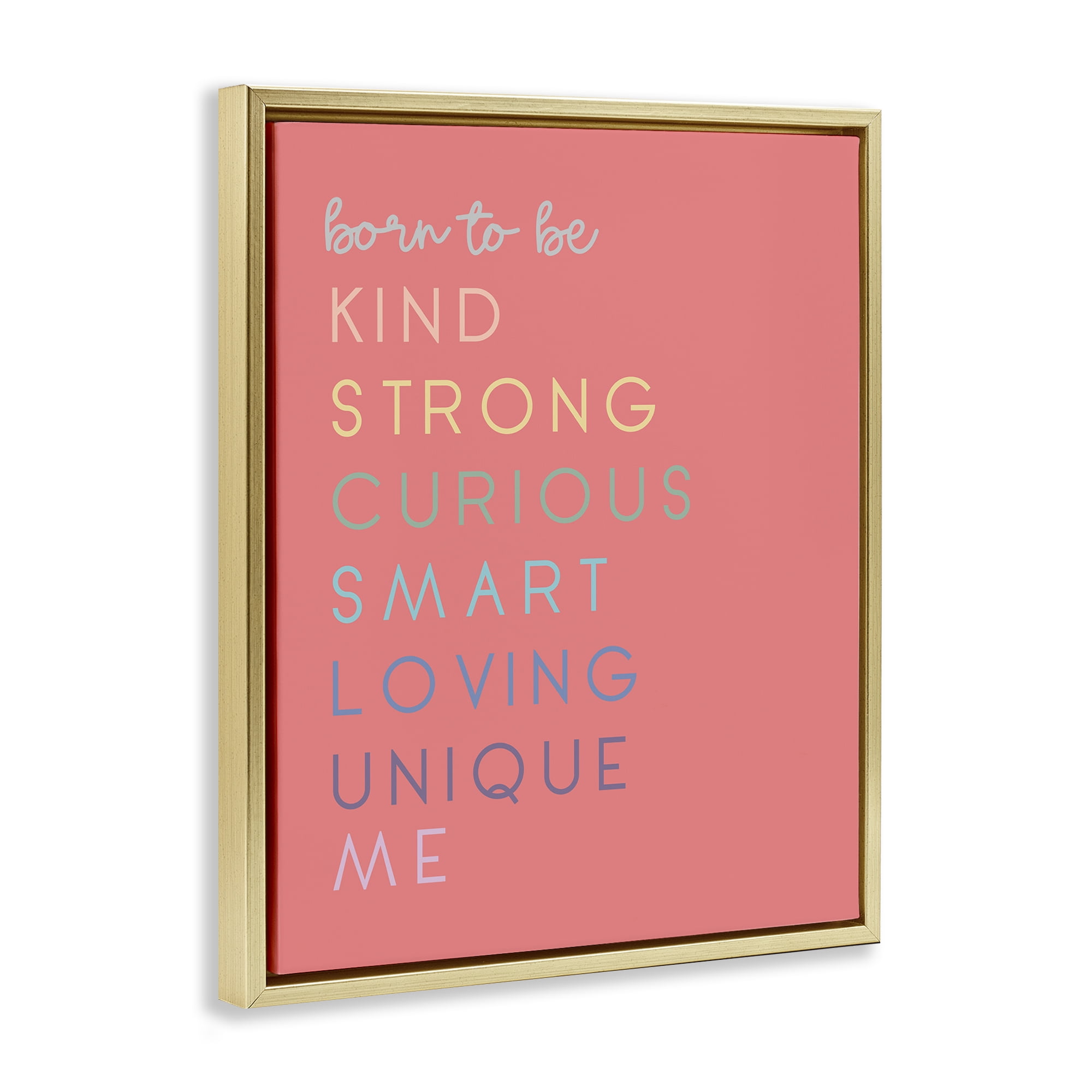 Stupell Industries Born To Be Adjectives Gold Framed Floater Canvas Wall Art, design by Anna Quach