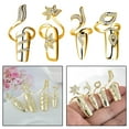 thumbnail image 1 of Paquete de 4 anillos de cubierta de protección de uñas de aleación ajustable con de imitación de cristal para Ladies dorado, 1 of 8