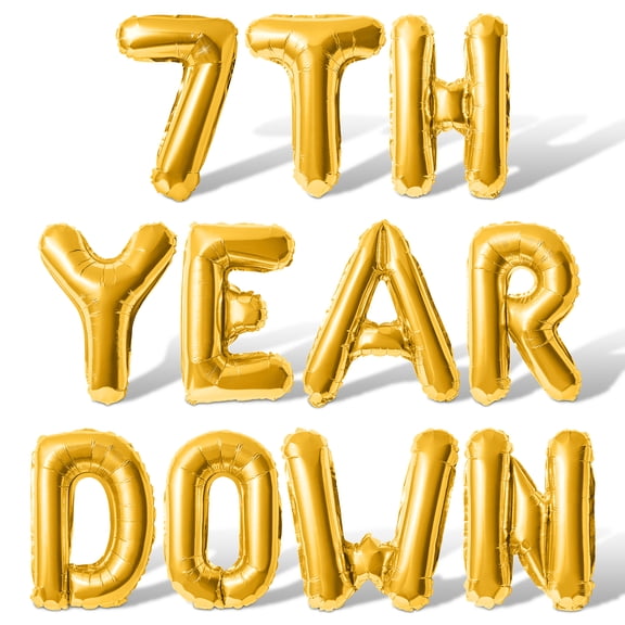 Letter Balloons - 7TH YEAR DOWN 16" Inch Alphabet Letters Foil Mylar Balloon 7th Birthday Party Banner (Gold)