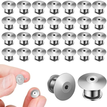 30 Pcs Metal Locking Pin Backs Replacement Brooch Pin Keepers for Badge Hats Bags Books