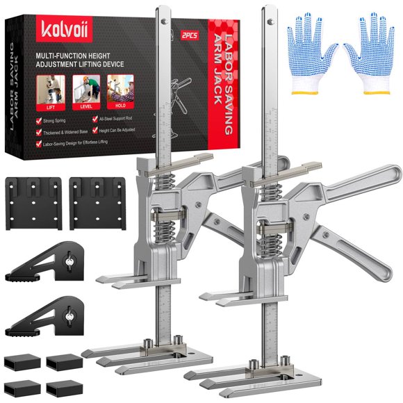 Kolvoii Labor Saving Arm Jack, 2 Pack Stainless Steel 15.6 Inch Furniture Jack Lifter, Multi-Function Height Adjustment Hand Jacks for Lifting and Leveling