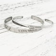 thumbnail image 4 of Father's Day Gift for Couple's Gift for Him Matching His and Hers Set Personalized Roman Numerals Anniversary Date Gift for Dad Engravable Cuff Bangle Bracelet with Gift Box [M-Silver |W-Silver], 4 of 7