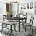 thumbnail image 4 of Home Kitchen Dining Set with Dinette Table, 4 Piece Chairs and Bench, Dinette Set Wood Rectangular Breakfast Table with Thick Legs & Distressed Finish, for an Apartment Breakfast, S6407, 4 of 9