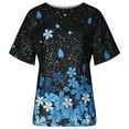 thumbnail image 4 of USSUMA Womens Tops Casual Women Classic Summer Floral Print Short Sleeve Plus Tunics Loose Tunic Tops Flowy Blouses Shirt Ladies Tops Trendy, 4 of 8