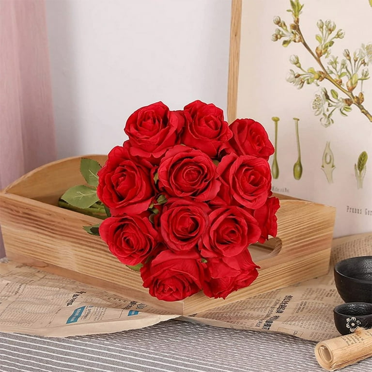 ZXNWN Flowers Artificial Clearance 12 Pcs Rose Artificial