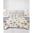 thumbnail image 3 of Quilts Full Size, Gray Beige Floral Soft Comforter Bedding Set for Bed, Spring Modern Botanical Flowers Blossom Lightweight Quilted Bedspread with Pillow Cover(2 Pieces) for All Season, 78x90 Inch, 3 of 6