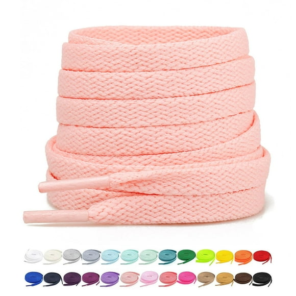 Stepace [2 Pairs Flat Shoe Laces for Sneakers 5/16"" Width 30""-72"" Length 26 Color Shoelaces Cherry Pink 72""(182 cm)