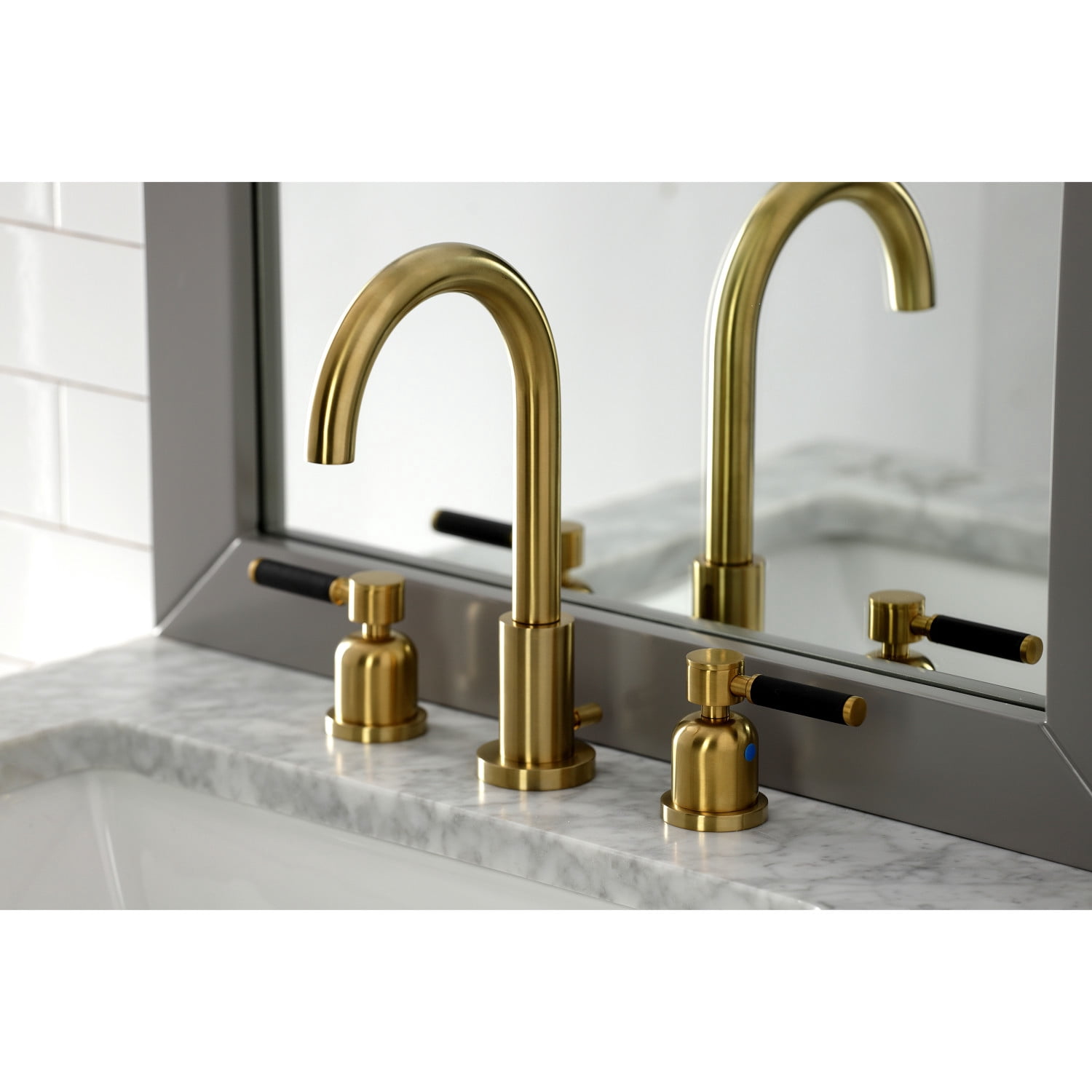 Kingston Brass KB962FL Widespread Bathroom Faucet, Polished Brass
