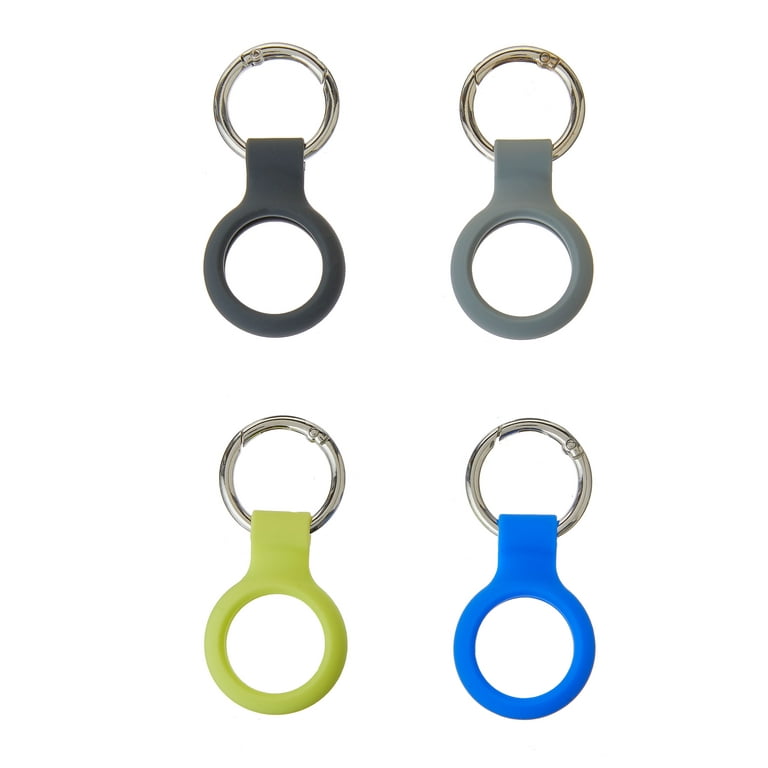 Onn. Protective Holder with Carabiner-Style Multi for Silicone, Count Ring Colors, AirTag, 4 Apple