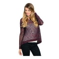 thumbnail image 1 of 2Luver Women's Long Sleeve Open Cable Knit Pull Over Sweater Burgundy & Navy M, 1 of 2