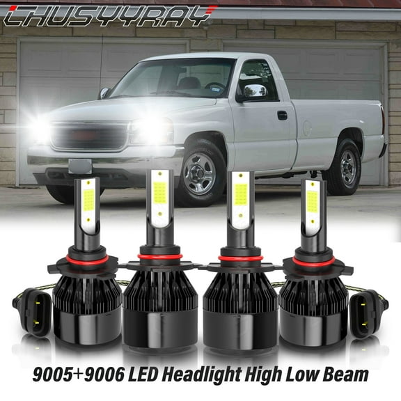 For Chevy C3500 1990-1997 1998 1999 LED Headlight Bulbs High Low Beam Combo Kit Super Bright White 4x