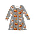 thumbnail image 5 of Abcomgle Girls Long Sleeve Dresses 10-12 Ghost Pumpkin Bownot Halloween Dresses for Girls Cute A-Line Long Sleeve T Shirt Dresses for Girls Funny Crewneck Swing Dress Outfits,3-4 Years, 5 of 5