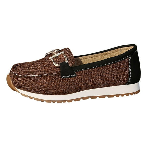 YLYL Women Orthopedic Platform Loafers with Chain Non Slip Round Toe Retro Comfortable Slip on Work Loafers