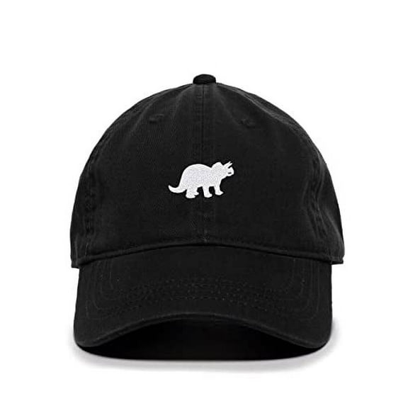 Tech Design Triceratops Dinosaur Baseball Cap Embroidered Cotton Adjustable Dad Hat Black