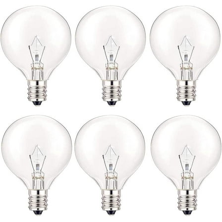 25 Watt Wax Warmer Bulbs, Light Bulbs for Full Size Scentsy Warmer, 6 Packs E12 Base Type G Bulb, Dimmable, Warm White, 120V G16 1/2 Bulbs for Candle Lamp