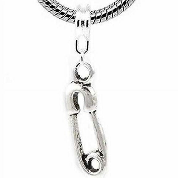 Safety Pin Charm Dangle Bead Spacer For Snake Chain Charm Bracelet
