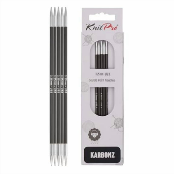 KnitPro-Karbonz Double Point Knitting Needles 6"-Size 3/3.25mm