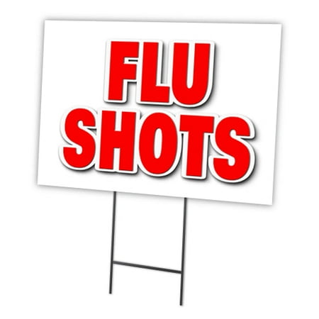 FLU SHOTS 18"x24" Yard Sign & Stake | Advertise Your Business | Stake Included Image On Front Only | Made in The USA