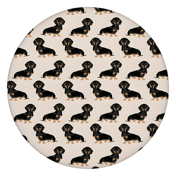 Cute Dachshund Round Fitted Tablecloth with Elastic Edge,Dining Table Cover Waterproof,Outdoor Round Tablecloth for Camping,Dining,Indoor and Outdoor