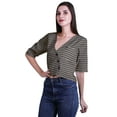 thumbnail image 5 of Moomaya Printed Cotton Top For Womens V-neck Crop Top Elbow Sleeve Summer Blouse T-shirt, 5 of 7