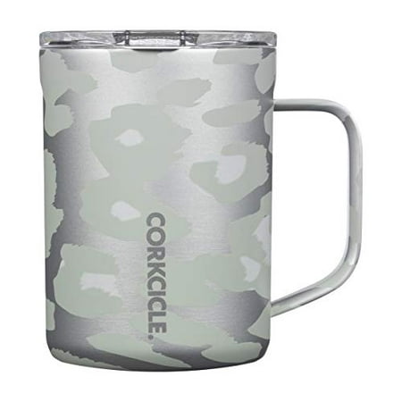 Corkcicle Coffee Mug - Triple-Insulated Stainless Steel Cup with Handle, 16 oz, Snow Leopard
