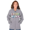 thumbnail image 4 of Inspirational Love Wins Rainbow Unisex Fleece Graphic Zip Up Hoodie Brisco Brands 5X, 4 of 5