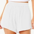 thumbnail image 2 of Sakmal Women's Cotton Linen Shorts Wide Leg Plus Size Comfy White Solid Ladies Shorts with Pockets, 2 of 9