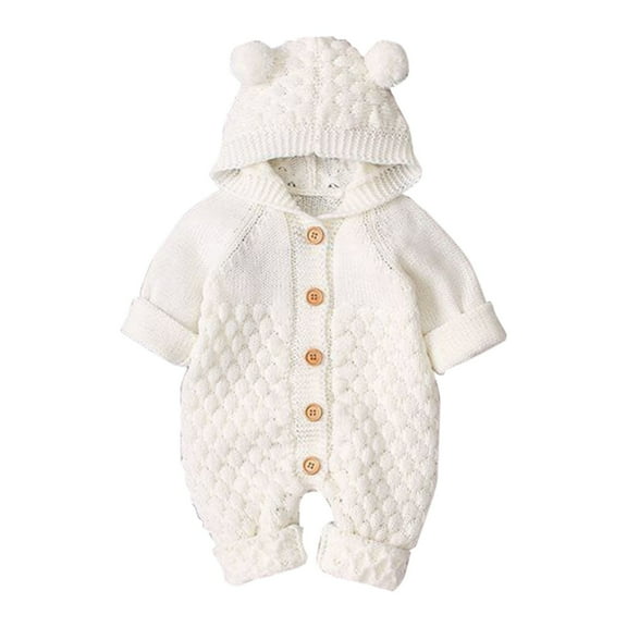 XQYLOS Clearence Kids Knitted Climbing Suit Solid Color Buckle-Up Plush Jumpsuit Autumn Winter Outdoor Party Playwear
