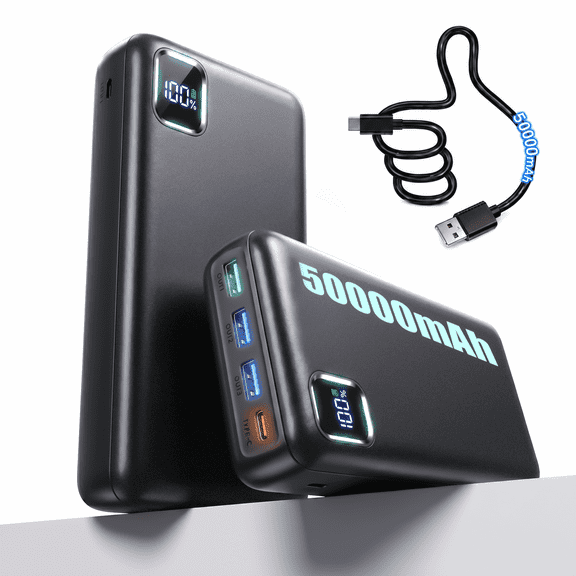 50000mAh Power Bank 30W PD Fast Charging Portable Charger with 4 Outputs Battery for iPhone 17 16 15 14 Samsung Galaxy Camping by Tilnce