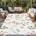 thumbnail image 2 of Pink Green Botanical Outdoor Rug for Patio/Deck/Porch, Non-Slip Large Area Rug 5 x 7 Ft, Spring Watercolor Floral Leaf Plant Indoor Outdoor Rugs Washable Area Rugs, Camping Rug Carpet Runner, 2 of 8