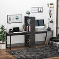 thumbnail image 1 of Computer Desk Writing Desk, Home Office Workstation with Bookshelf, Black, 1 of 8