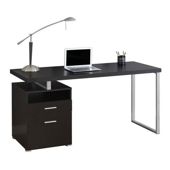 Kingfisher Lane 60" Computer Desk in Cappuccino and Silver