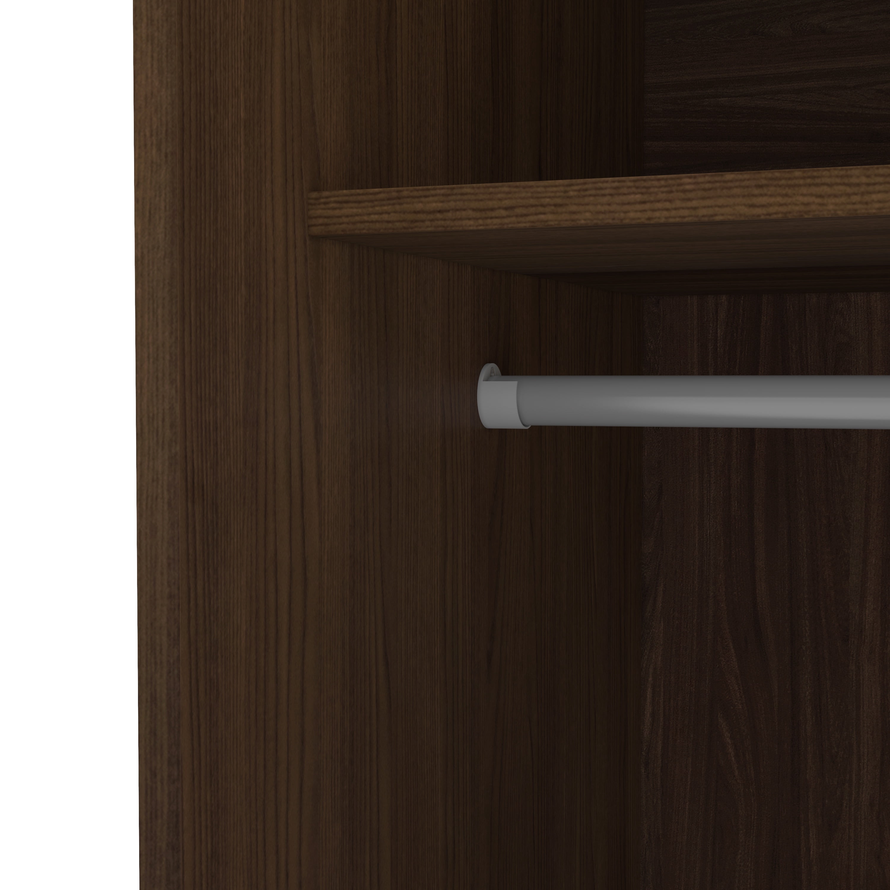 Polifurniture Denmark 71 in. Modern Bedroom Armoire with 3 Sliding Doors, 2 Drawers, Shelves & Hanging Rod, Walnut