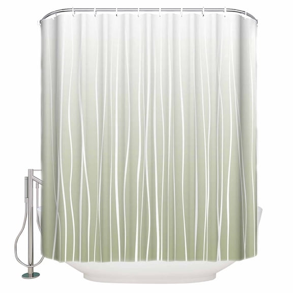 Sage Green Bathroom Shower Curtains with 12 Hooks Polyester Waterproof Shower Curtain for Stalls Bathtubs Ombre Gradient Striped Minimalist Texture Decorative Bathroom Privacy Curtain 72x72 Inches