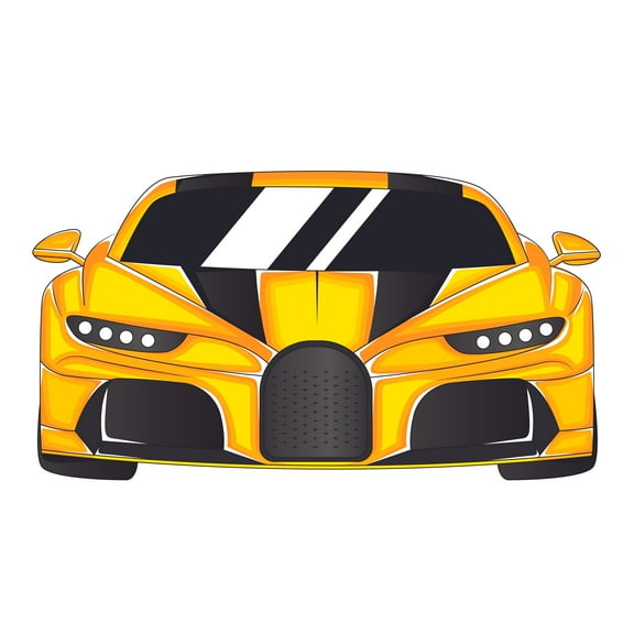 CARS & VEHICLES - Kids Teens Bedroom Yellow Sports Car Vehicle Décor Front View Design Vinyl Wall Decal Sticker - Adhesive Modern Multicolored Super Car Wall Decoration 10" x 5"