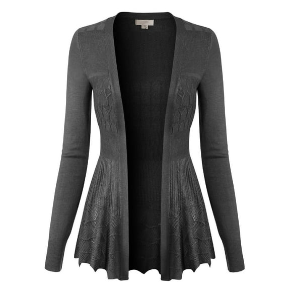 Made by Olivia Women's Long Sleeve Crochet Knit Draped Open Sweater Cardigan