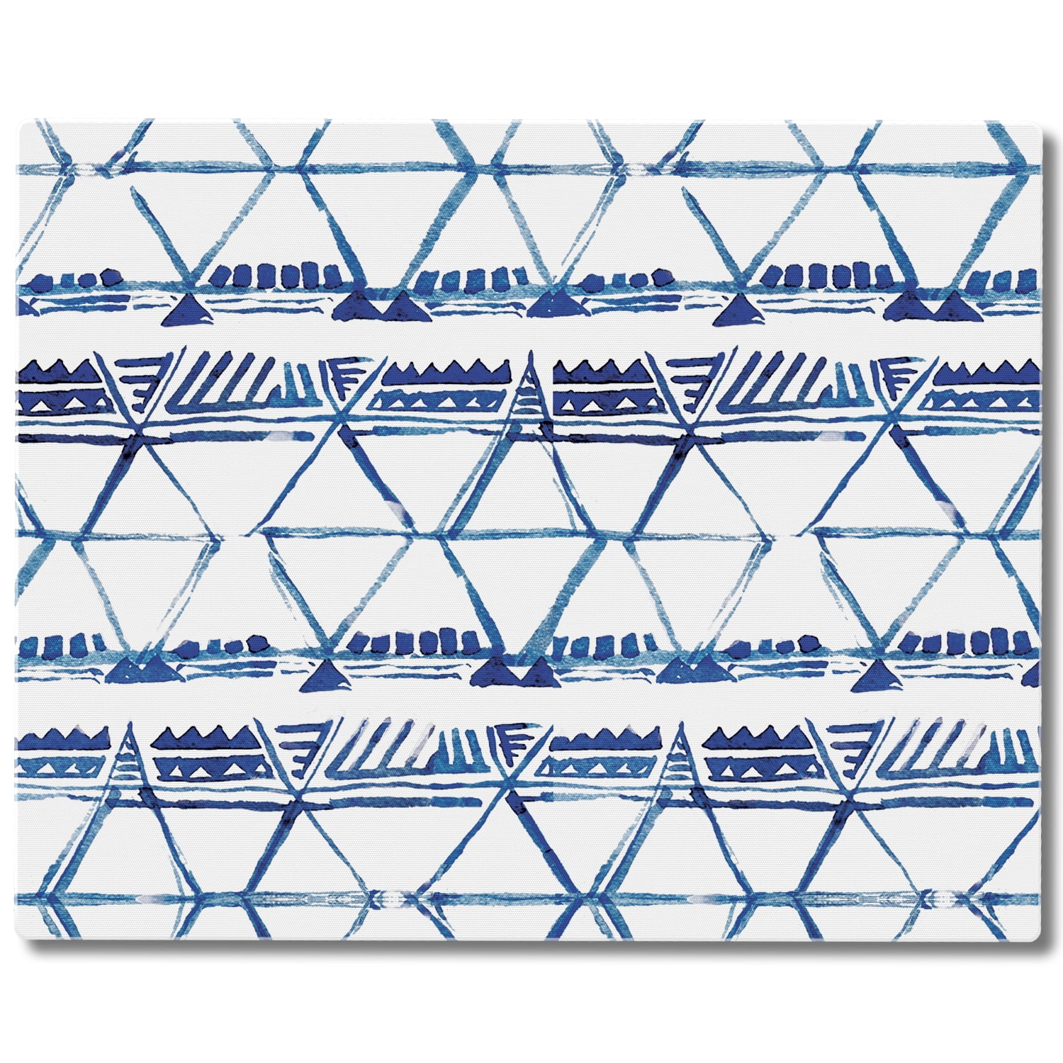 Indigo Triangles Tempered Glass Cutting Board 15" x 12"