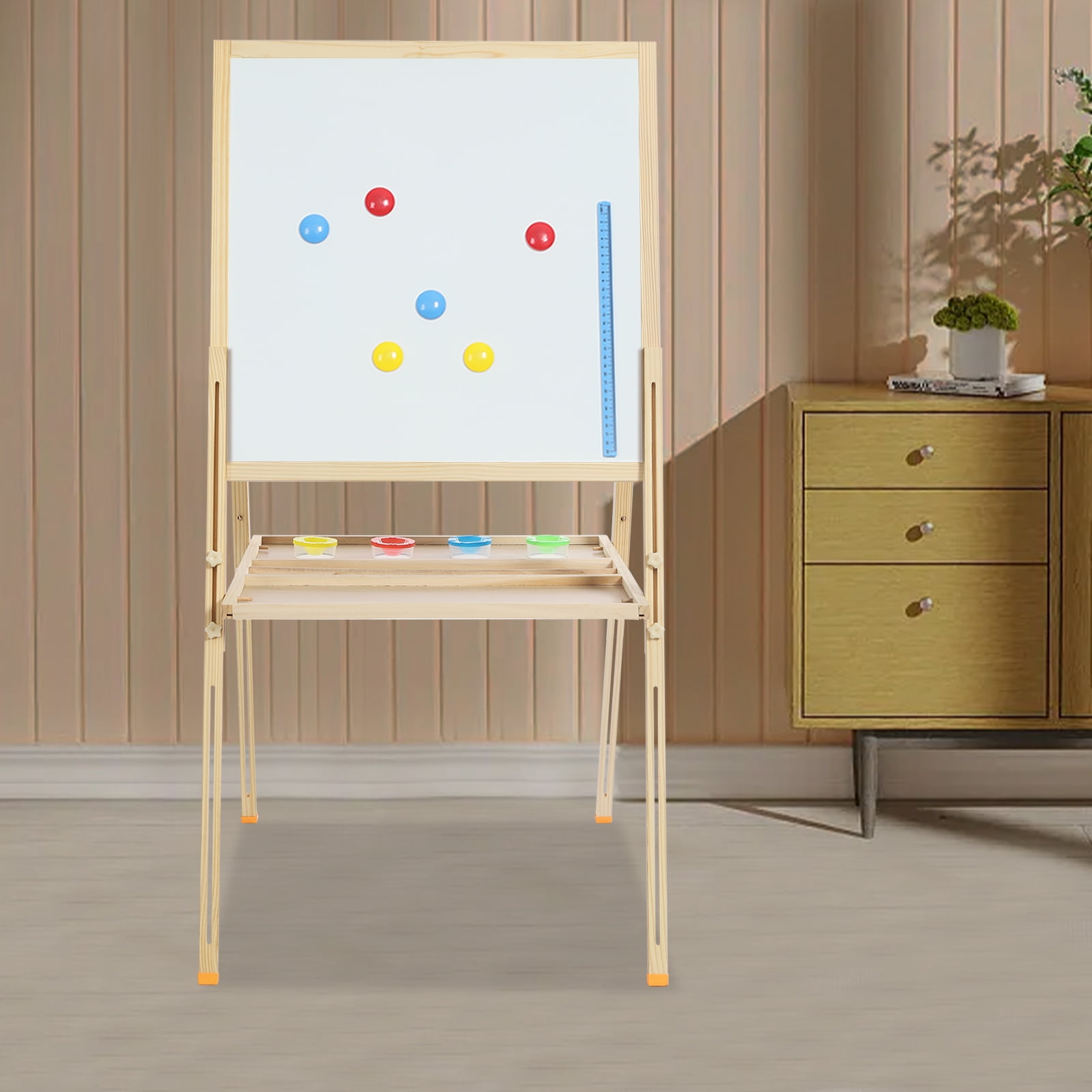 Wood Easel for Kids, Wooden Art Easel Kid Easel 35.4-61in Adjustable Standing Art Easel for Children, Beginner, Student for 2-8 Years Old
