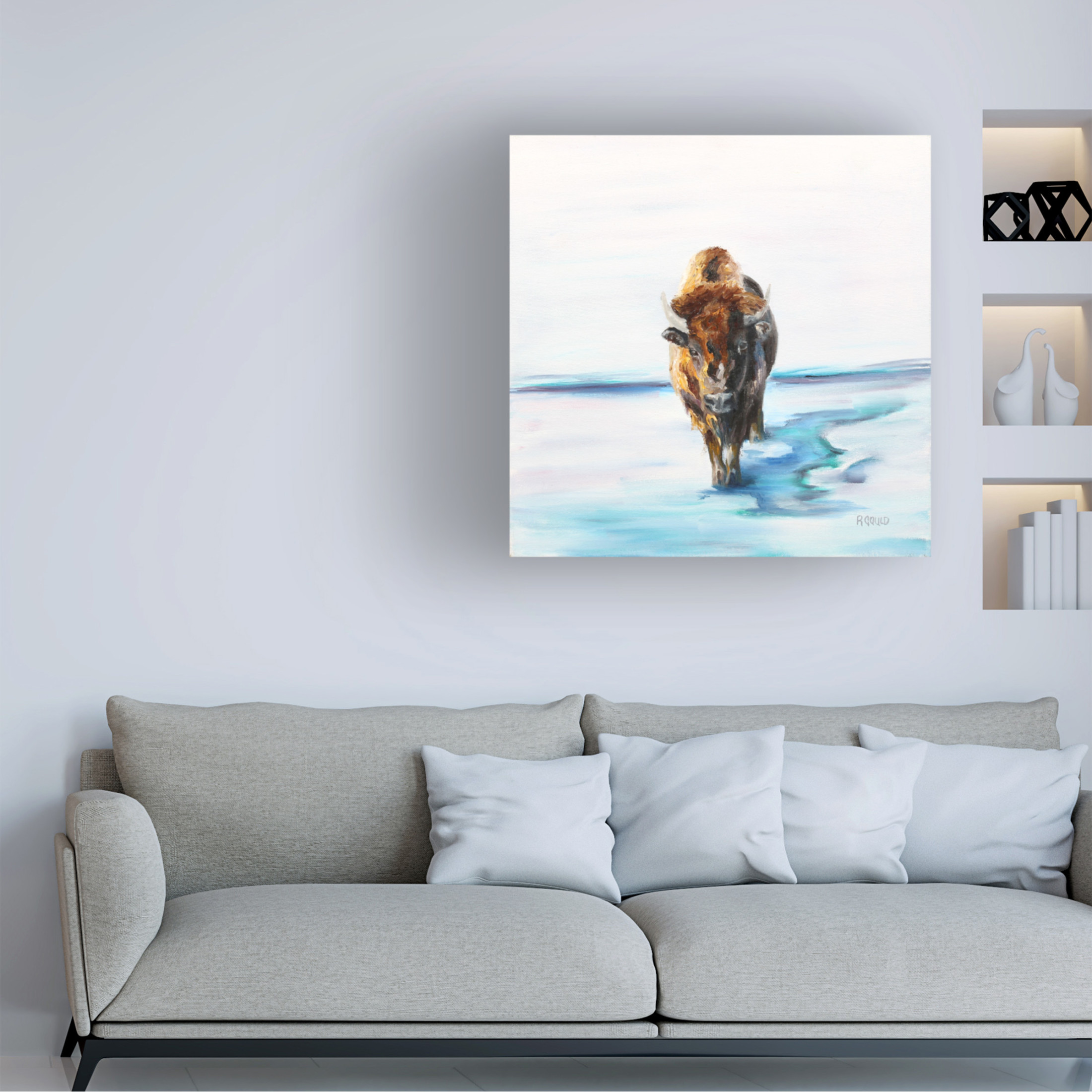 Canvas Wall Art - Renee Gould 'Snowman' Wall Art for Living Room, Bedroom, or Office Décor by Trademark Fine Art - 14 x 14 Inches