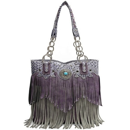 Fringe Bag - Tote Western Fringe HandBag Bag Purple