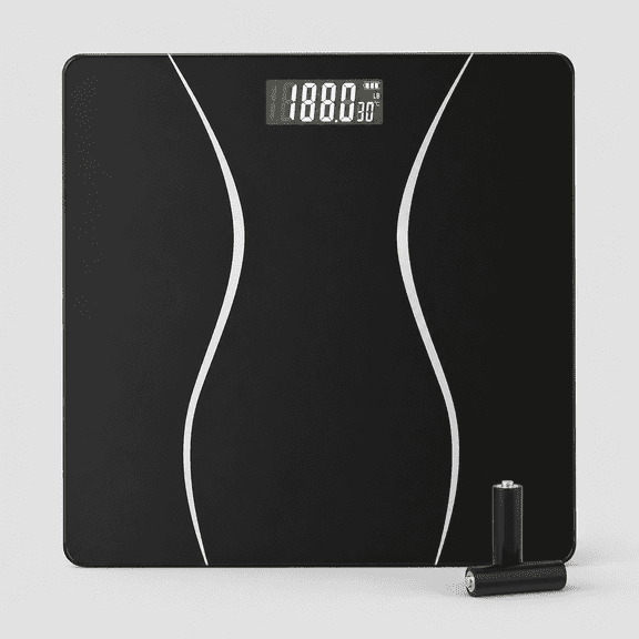 Digital Bathroom Scale, Black, Max:400LB/180KG, 2 Weighing Units: LB/KG