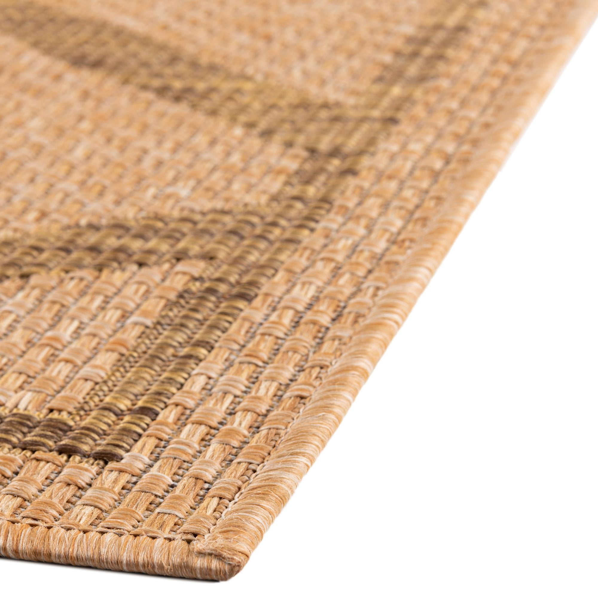 Unique Loom Outdoor Trellis Collection Area Rug - Diamonds (9' x 12' 2" Rectangle Light Brown/Brown)