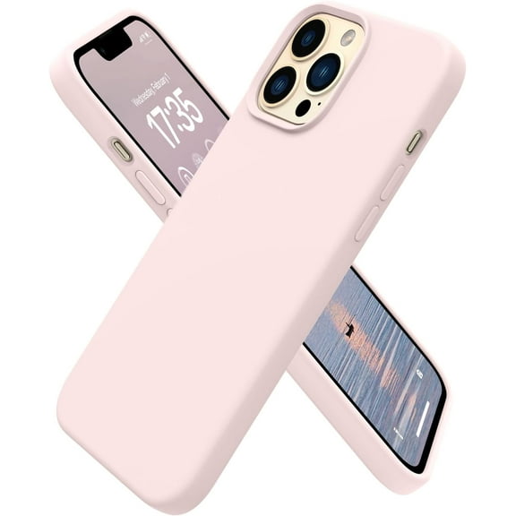 for iPhone 13 Pro Max Case, Silicone Upgraded [Silm Shockproof Protective] Phone Case with Soft Anti-Scratch Microfiber Lining, 6.7 inch, Pink Sand