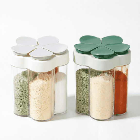 2 Pcs 5 in 1 Spice Containers, Portable Travel Seasoning Dispenser